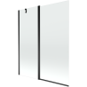 Mexen Flip Badeparavent 2-flügelig 140 x 150 cm, transparent, schwarz - 894-140-101-70-00