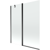 Mexen Flip badwand 2-delig 140 x 150 cm, transparant, zwart - 894-140-101-70-00