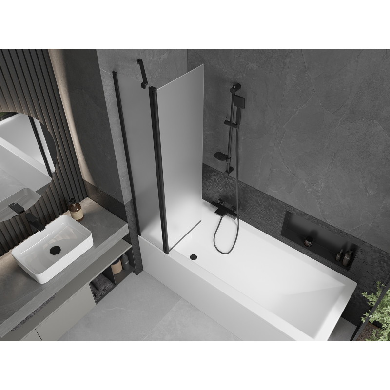 Mexen Flip mampara de baño de 2 paneles 80 x 150 cm, escarcha, negro - 894-080-101-70-30