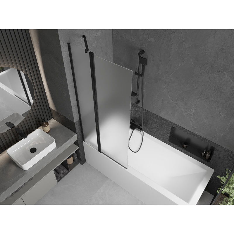 Mexen Flip badwand 2-delig 80 x 150 cm, mat, zwart - 894-080-101-70-30