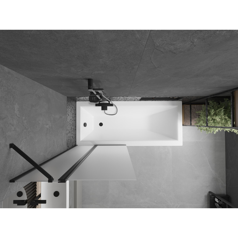 Mexen Flip parawan nawannowy 2-skrzydłowy 80 x 150 cm, szron, czarny - 894-080-101-70-30