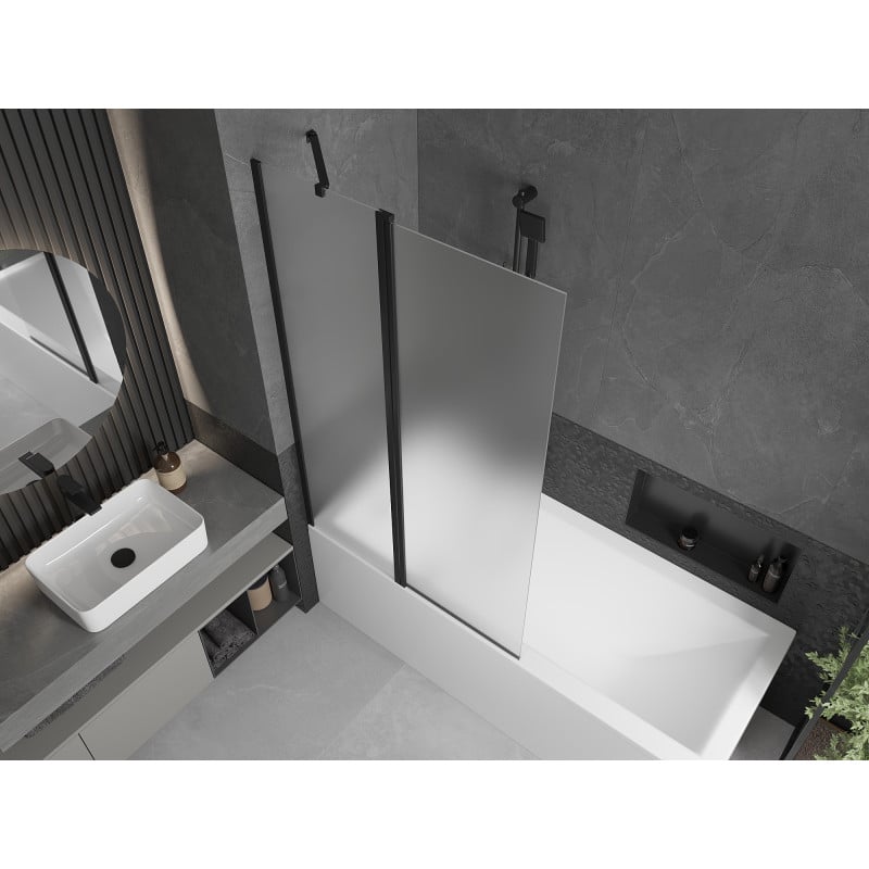 Mexen Flip parawan nawannowy 2-skrzydłowy 100 x 150 cm, szron, czarny - 894-100-101-70-30