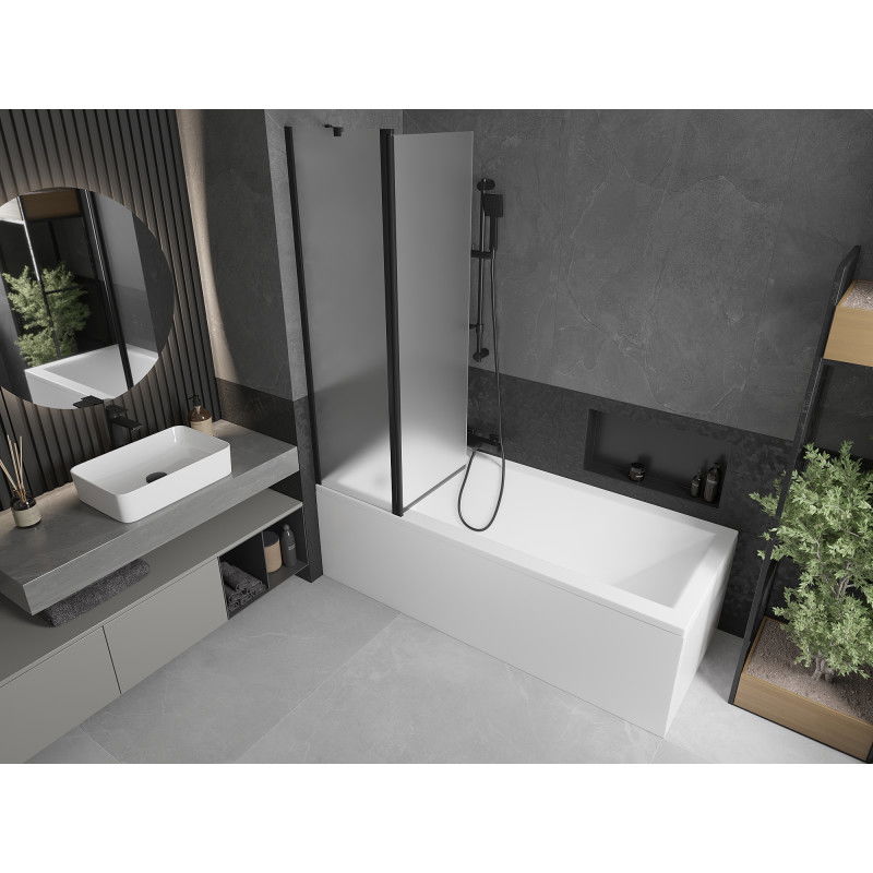 Mexen Flip παραβάν μπανιέρας 2 φύλλων 100 x 150 cm, παγετός, μαύρο - 894-100-101-70-30