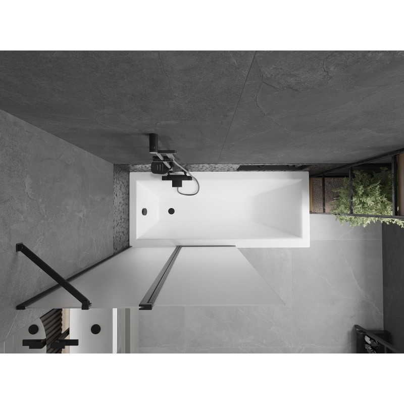 Mexen Flip 2-panel bathtub screen 100 x 150 cm, frost, black - 894-100-101-70-30