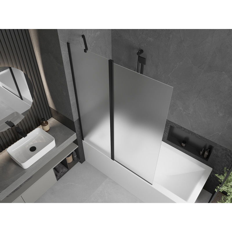 Mexen Flip Badewannenabtrennung 2-flügelig 120 x 150 cm, satiniert, schwarz - 894-120-101-70-30