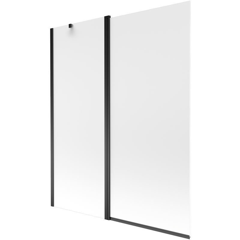 Mexen Flip Badewannenfaltwand 2-flügelig 140 x 150 cm, Milchglas, schwarz - 894-140-101-70-30