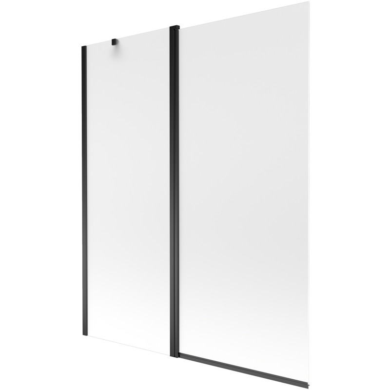 Mexen Flip tweevleugelig badscherm 140 x 150 cm, matglas, zwart - 894-140-101-70-30