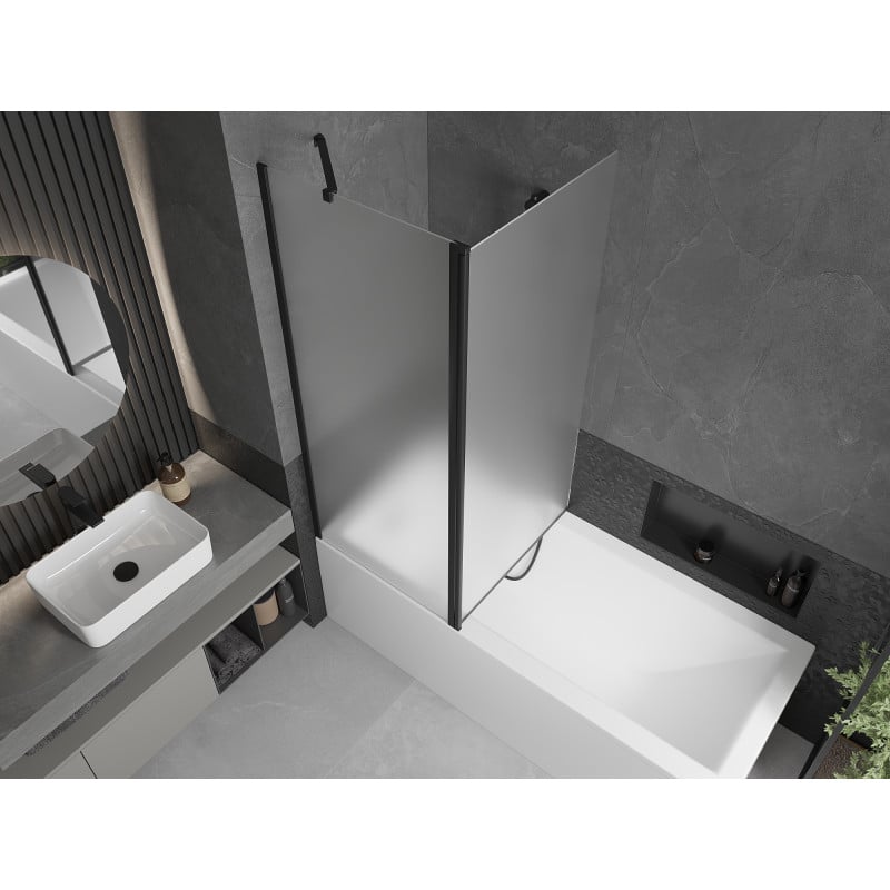 Mexen Flip paravento da bagno a 2 ante 140 x 150 cm, smerigliato, nero - 894-140-101-70-30