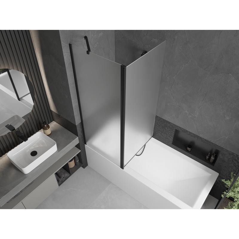 Mexen Flip parawan nawannowy 2-skrzydłowy 140 x 150 cm, szron, czarny - 894-140-101-70-30