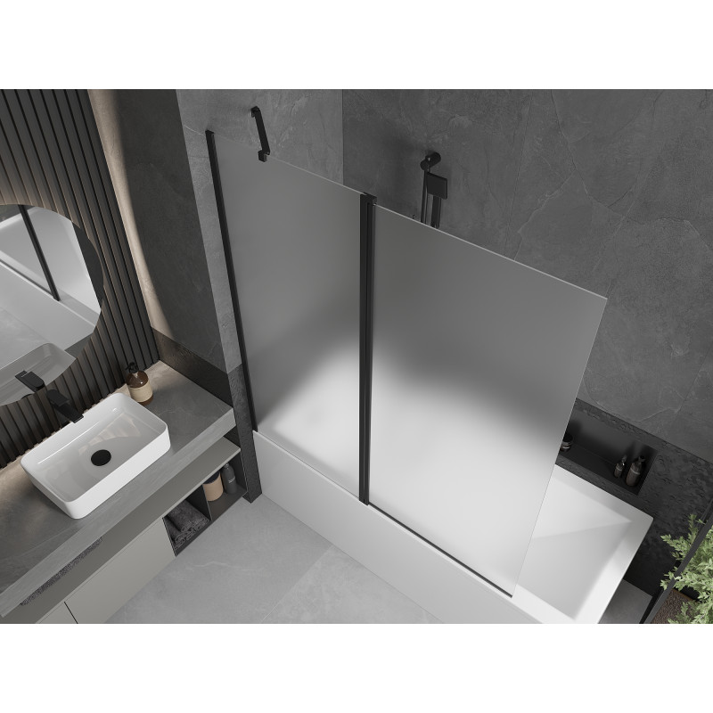 Mexen Flip parawan nawannowy 2-skrzydłowy 140 x 150 cm, szron, czarny - 894-140-101-70-30