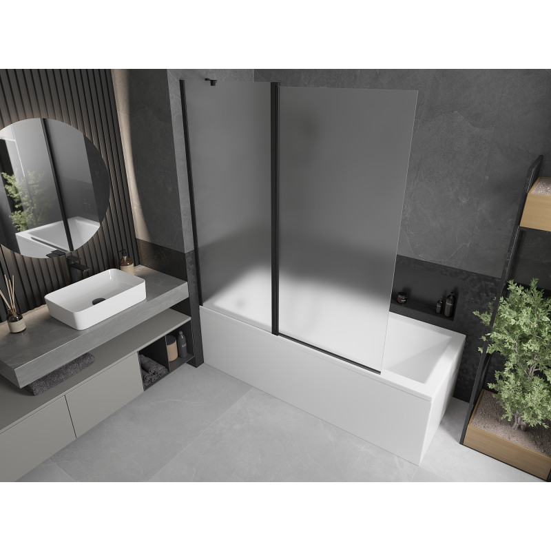 Mexen Flip parawan nawannowy 2-skrzydłowy 140 x 150 cm, szron, czarny - 894-140-101-70-30