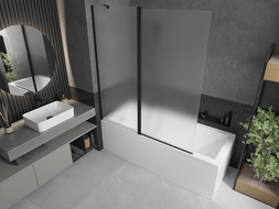 Mexen Flip δίφυλλη οθόνη ντους 140 x 150 cm, παγετός, μαύρη - 894-140-101-70-30