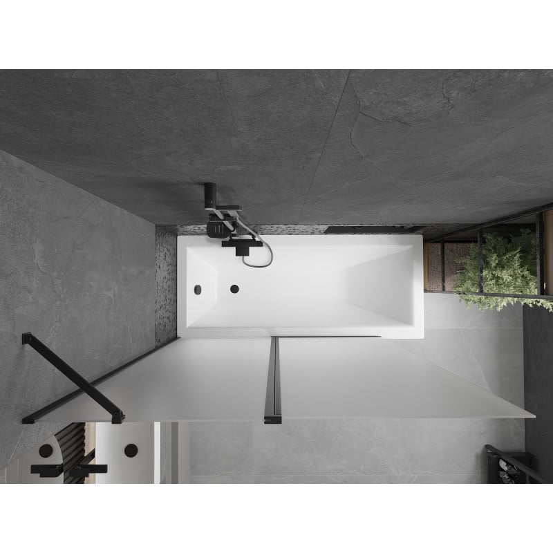 Mexen Flip paravento da bagno a 2 ante 140 x 150 cm, smerigliato, nero - 894-140-101-70-30