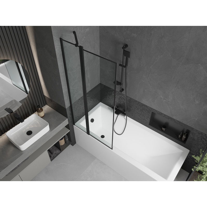 Mexen Flip 1-wing bathtub screen 80 x 150 cm, Black pattern, Black - 894-080-101-70-70
