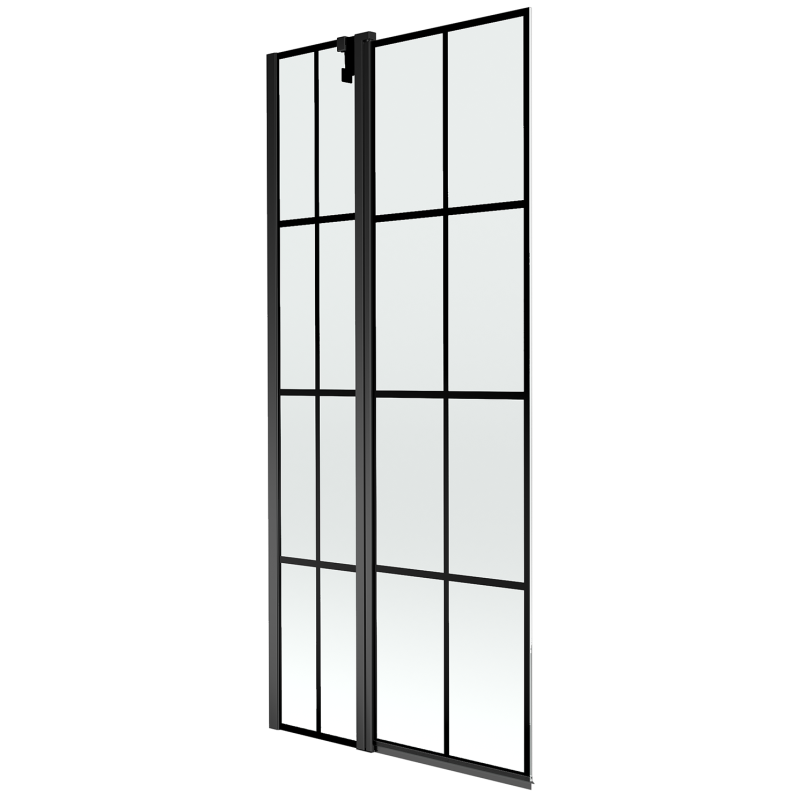 Mexen Flip parawan nawannowy 2-skrzydłowy 80 x 150 cm, czarna kratka, czarny - 894-080-101-70-77