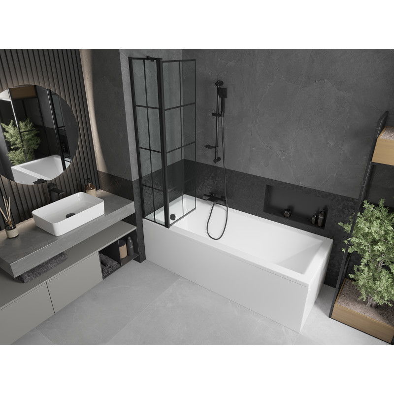 Mexen Flip Dvodelna kopalniška pregrada 80 x 150 cm, črna mreža, črna - 894-080-101-70-77