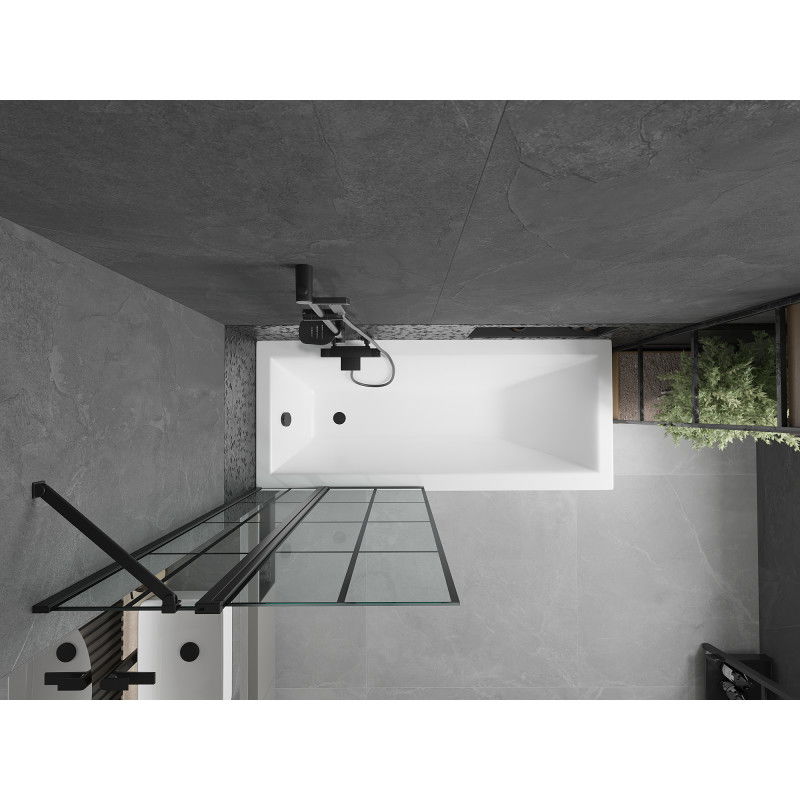 Mexen Flip divisória de banho dobrável 2 folhas 80 x 150 cm, grade preta, preto - 894-080-101-70-77