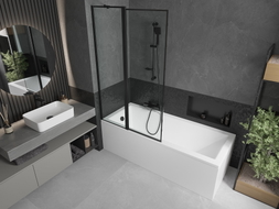Mexen Flip 2-osaline vannitoa vahesein 100 x 150 cm, must raam, must - 894-100-101-70-70