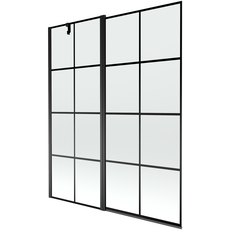 Mexen Flip Badewannenfaltwand 2-flügelig 140 x 150 cm, schwarzes Gitter, schwarz - 894-140-101-70-77