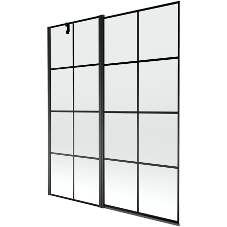 Mexen Flip Badewannenfaltwand 2-flügelig 140 x 150 cm, schwarzes Gitter, schwarz - 894-140-101-70-77