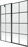 Mexen Flip badscherm 2-delig 140 x 150 cm, zwart raster, zwart - 894-140-101-70-77