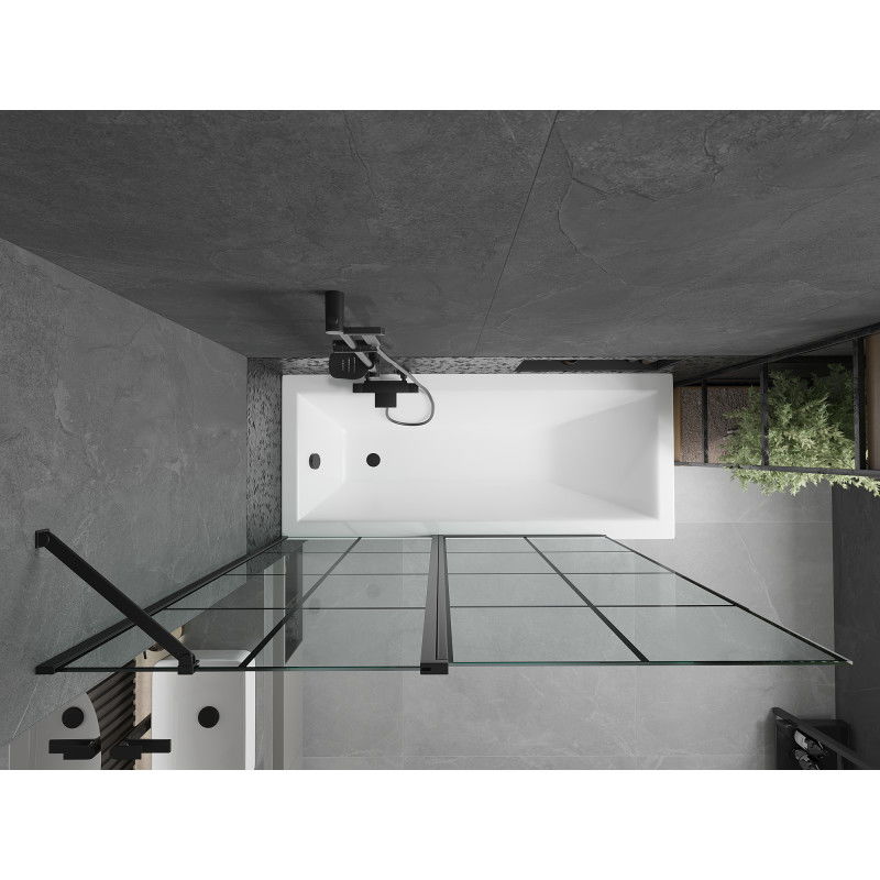 Mexen Flip 1-wing bathtub screen 140 x 150 cm, Black pattern, Black - 894-140-101-70-77