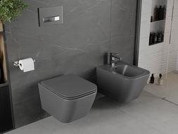 Mexen Madox miska wc Rimless z deską wolnoopadającą slim, duroplast, szara ciemna mat - 30154061