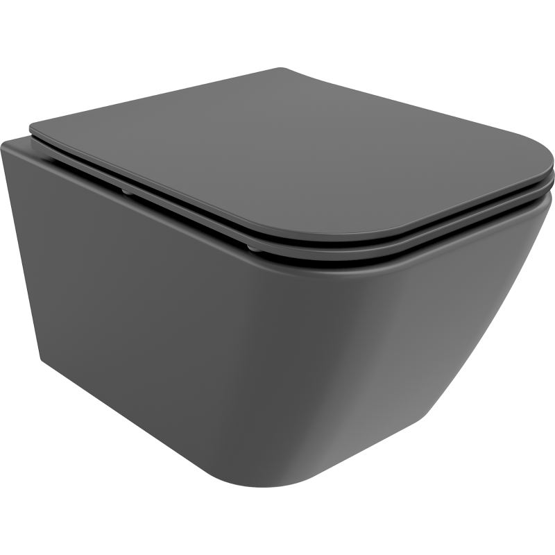 Mexen Madox cuvette WC Rimless avec abattant slim à descente lente, duroplast, gris foncé mat - 30154061