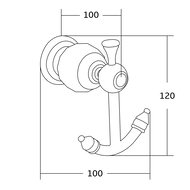 Mexen Estela dvojni kavelj za brisačo, črn - 7011535-70