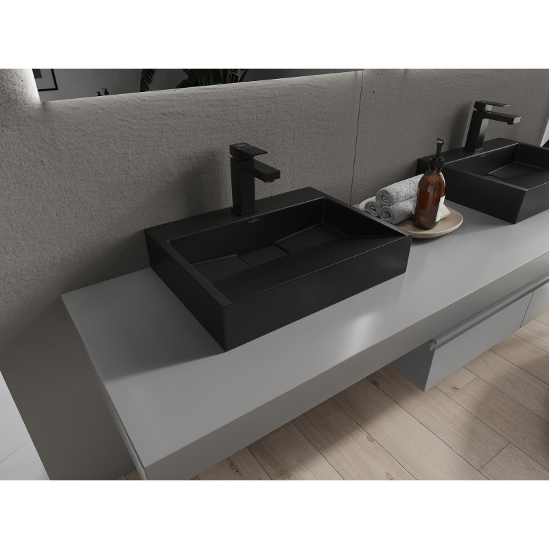 Mexen Ava lavabo sobre encimera de conglomerado 1/O 50 x 38 cm, negro - 23015071