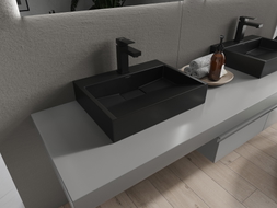 Mexen Ava countertop washbasin made of conglomerate 1/O 50 x 38 cm, black - 23015071