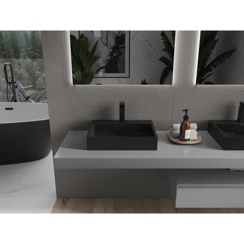 Mexen Ava lavabo sobre encimera de conglomerado 1/O 50 x 38 cm, negro - 23015071