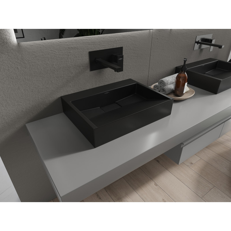 Mexen Ava lavabo sur plan en conglomérat B/O 50 x 38 cm, noir - 23015070