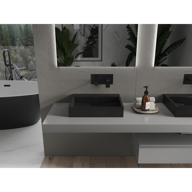 Mexen Ava lavabo sur plan en conglomérat B/O 50 x 38 cm, noir - 23015070