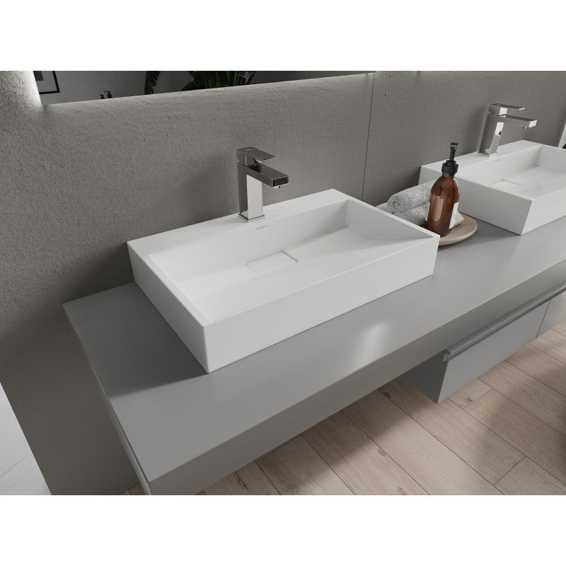 Mexen Ava lavabo de comptoir en conglomérat 1/O 60 x 38 cm, blanc - 23016001