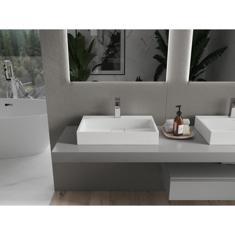 Mexen Ava lavabo de comptoir en conglomérat 1/O 60 x 38 cm, blanc - 23016001