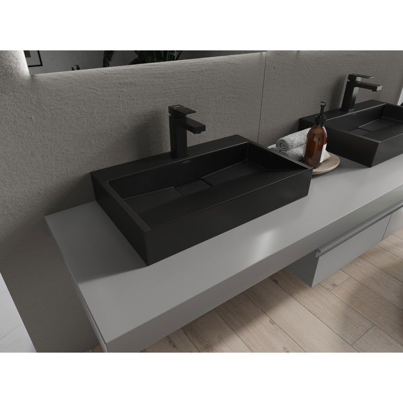 Mexen Ava Aufsatzwaschbecken aus Konglomerat 1/O 60 x 38 cm, schwarz - 23016071