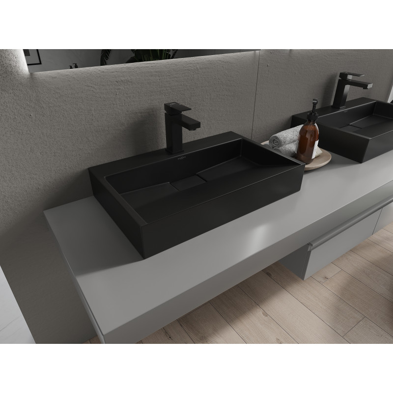 Mexen Ava lavabo posé sur le plan en conglomérat 1/O 60 x 38 cm, noir - 23016071