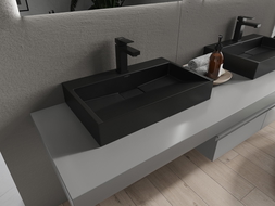 Mexen Ava lavabo de encimera de conglomerado 1/O 60 x 38 cm, negro - 23016071
