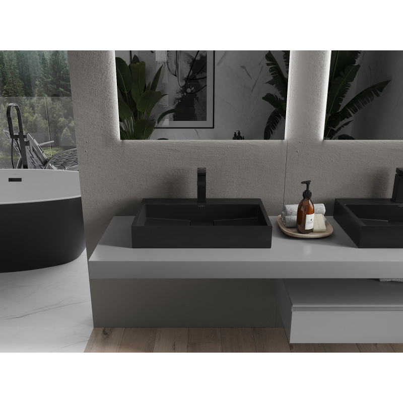 Mexen Ava lavabo sobre encimera de conglomerado 1/O 60 x 38 cm, negro - 23016071