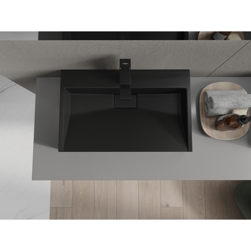 Mexen Ava lavabo sobre encimera de conglomerado 1/O 60 x 38 cm, negro - 23016071
