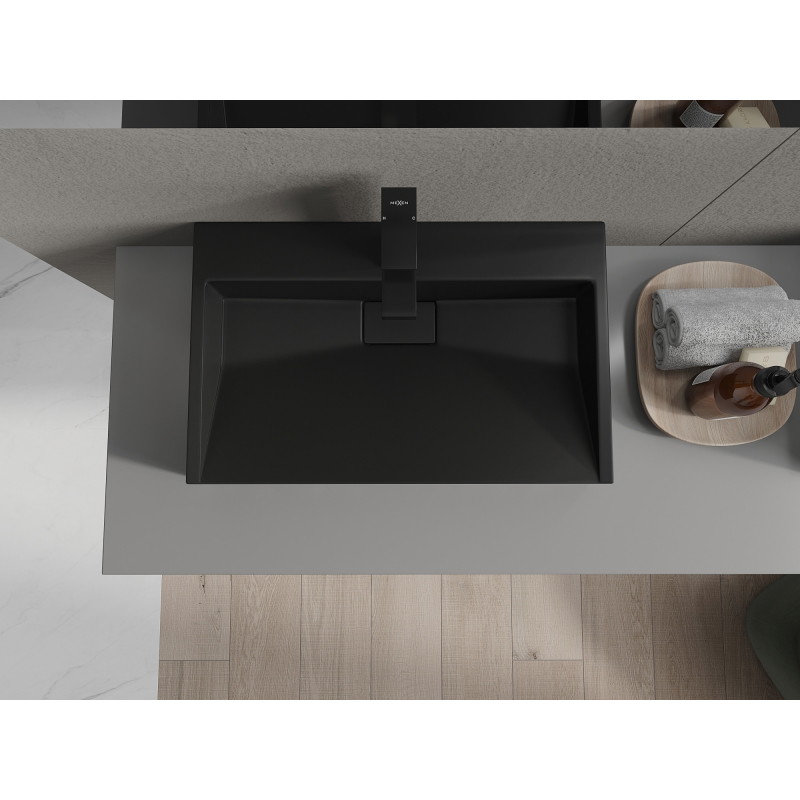 Mexen Ava lavabo sur plan en conglomérat 1/O 60 x 38 cm, noir - 23016071
