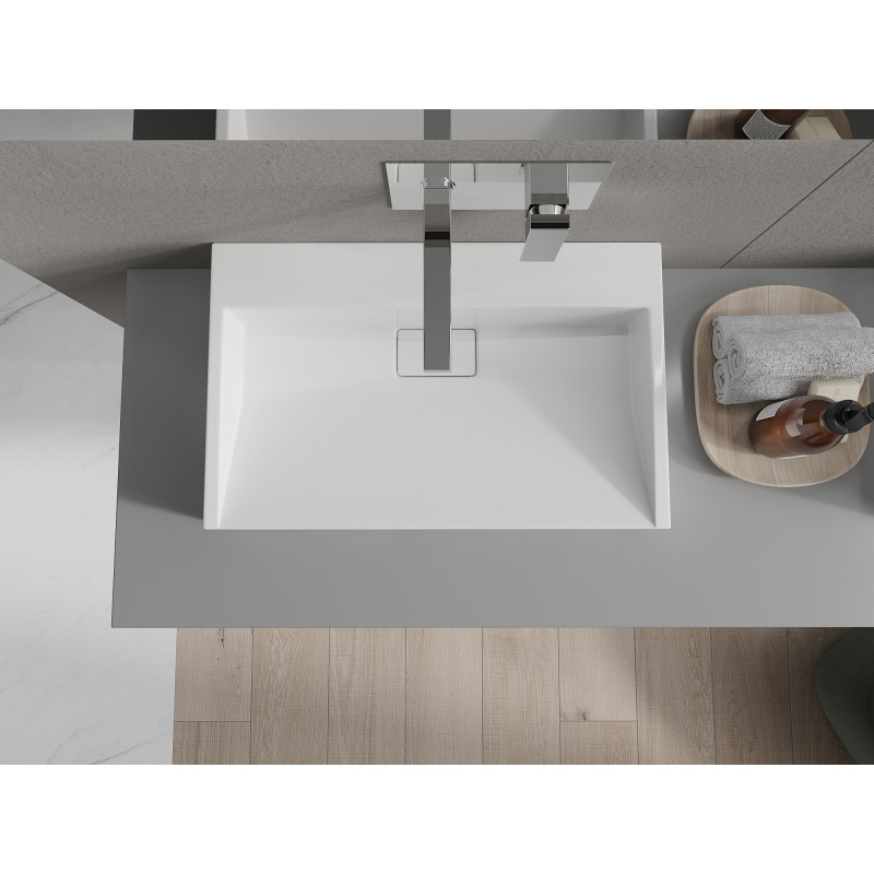 Mexen Ava bladmontage wastafel gemaakt van conglomeraten B/O 60 x 38 cm, wit - 23016000