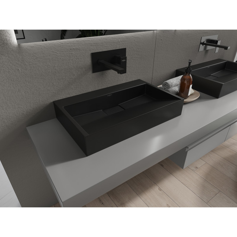 Mexen Ava opbouw wastafel van composiet B/O 60 x 38 cm, zwart - 23016070