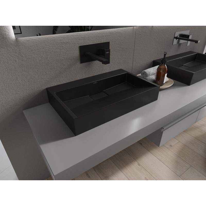 Mexen Ava opbouw wastafel van conglomeraten B/O 60 x 38 cm, zwart - 23016070