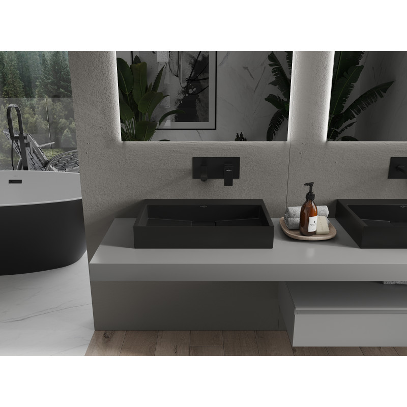 Mexen Ava lavabo sur plan en conglomérat B/O 60 x 38 cm, noir - 23016070