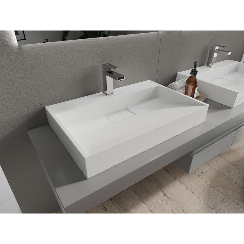 Mexen Ava lavabo à poser en conglomérat 1/O 70 x 46 cm, blanc - 23017001