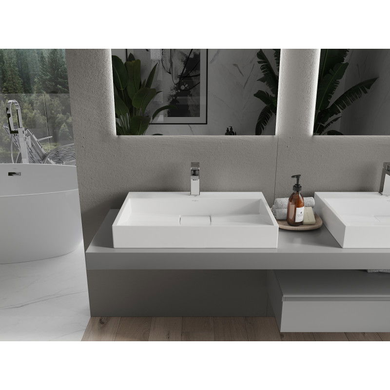 Mexen Ava lavabo da appoggio in conglomerato 1/O 70 x 46 cm, bianco - 23017001