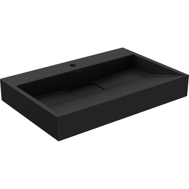 Mexen Ava lavabo de encimera de conglomerado 1/O 70 x 46 cm, negro - 23017071