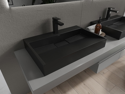 Mexen Ava lavabo de encimera de conglomerado 1/O 70 x 46 cm, negro - 23017071
